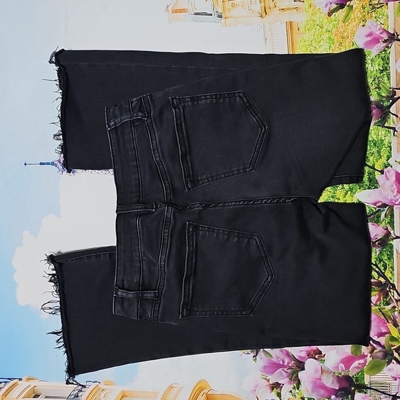 Frame Le Crop Mini Bootcut Black Denim Raw Hem Jeans Size 25 - Picture 6 of 6